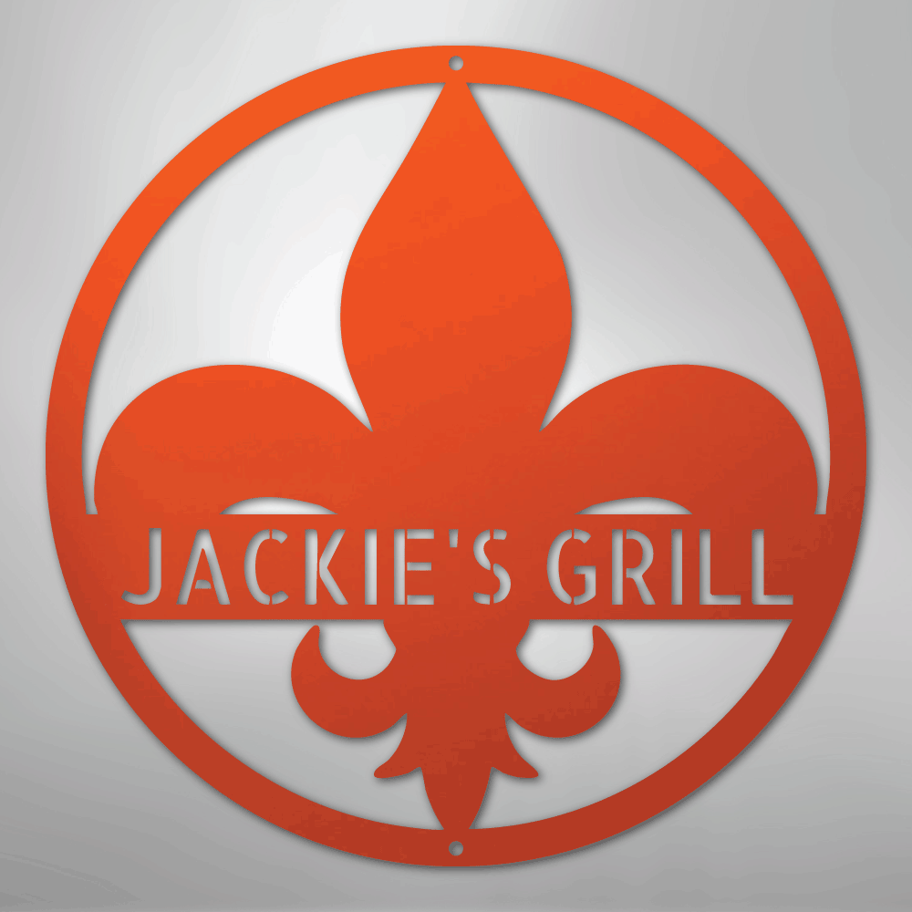 Custom Metal Wall Art - Personalized Fleur De Lis Sign Orange