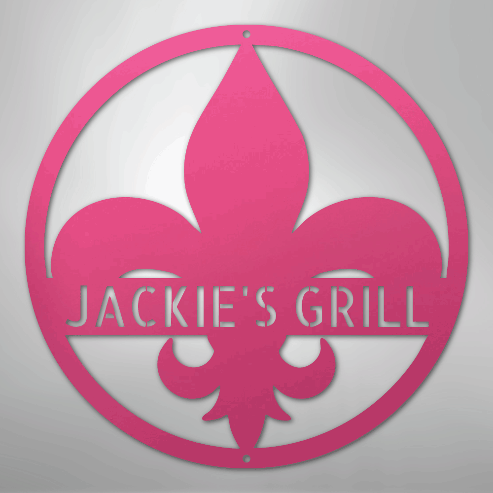 Custom Metal Wall Art - Personalized Fleur De Lis Sign Pink