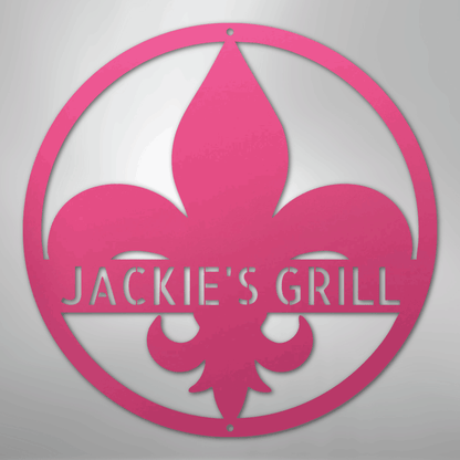 Custom Metal Wall Art - Personalized Fleur De Lis Sign Pink
