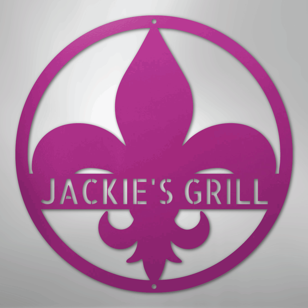 Custom Metal Wall Art - Personalized Fleur De Lis Sign Purple