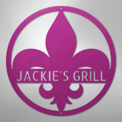 Custom Metal Wall Art - Personalized Fleur De Lis Sign Purple