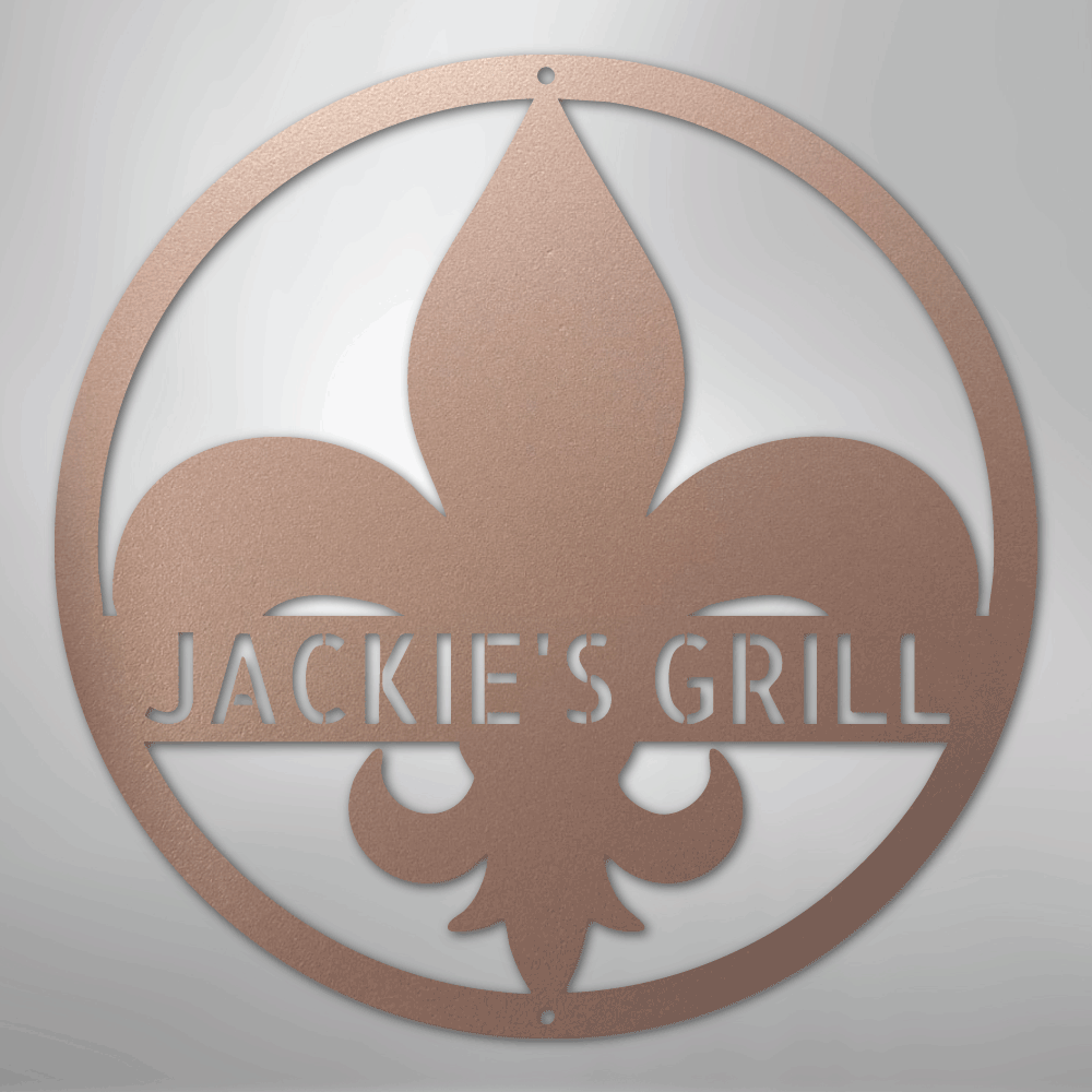 Custom Metal Wall Art - Personalized Fleur De Lis Sign Rose