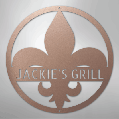 Custom Metal Wall Art - Personalized Fleur De Lis Sign Rose