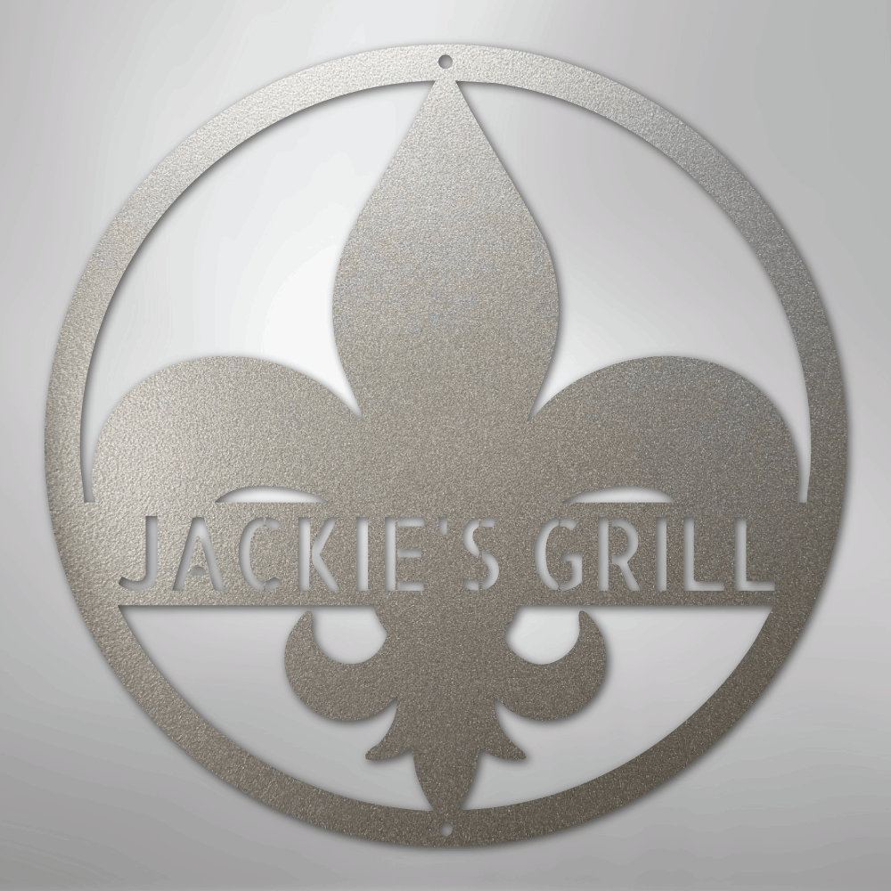 Custom Metal Wall Art - Personalized Fleur De Lis Sign Silver
