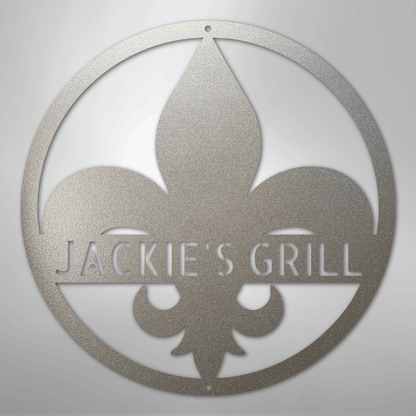 Custom Metal Wall Art - Personalized Fleur De Lis Sign Silver
