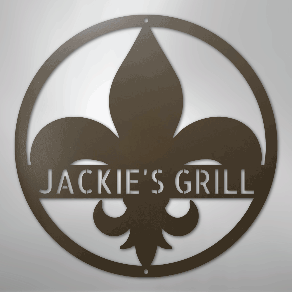 Custom Metal Wall Art - Personalized Fleur De Lis Sign Stone