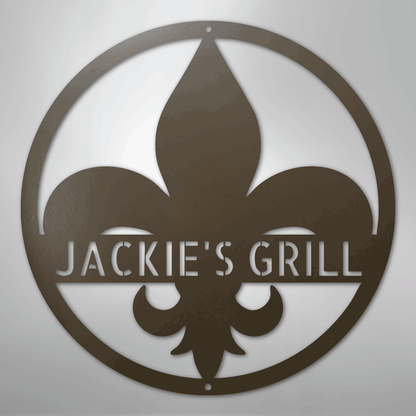 Custom Metal Wall Art - Personalized Fleur De Lis Sign Stone