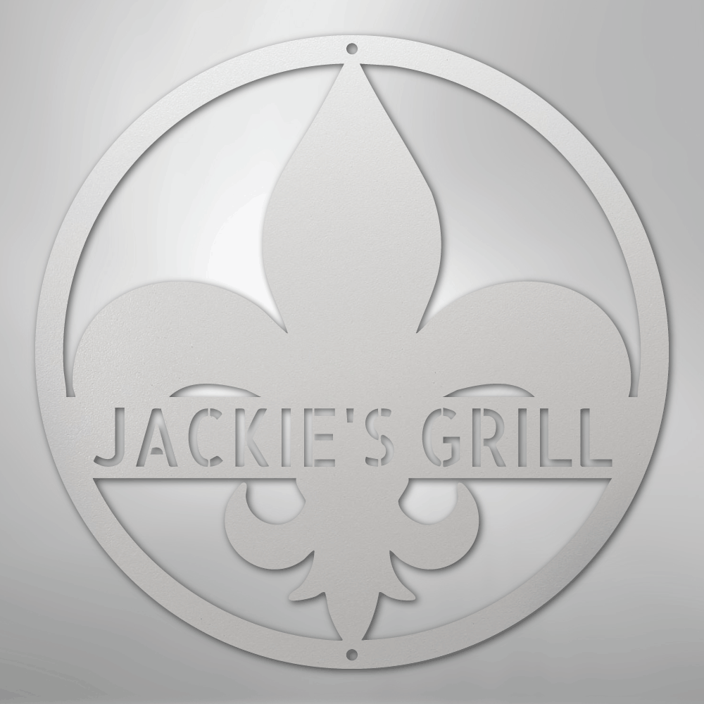 Custom Metal Wall Art - Personalized Fleur De Lis Sign White