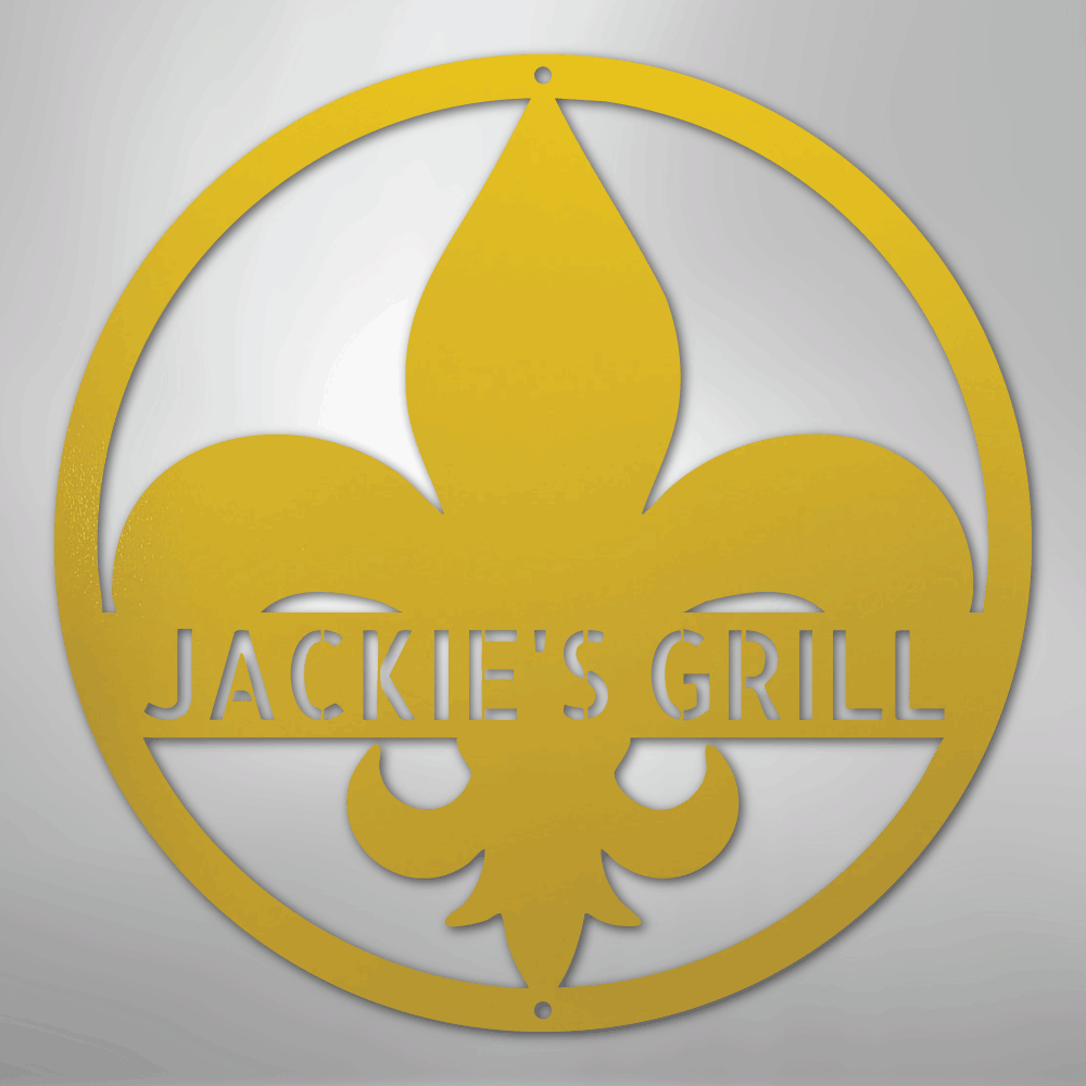 Custom Metal Wall Art - Personalized Fleur De Lis Sign Yellow