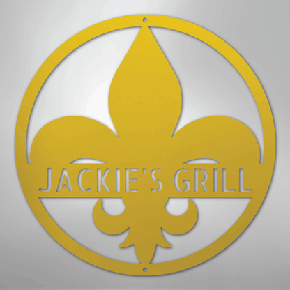 Custom Metal Wall Art - Personalized Fleur De Lis Sign Yellow