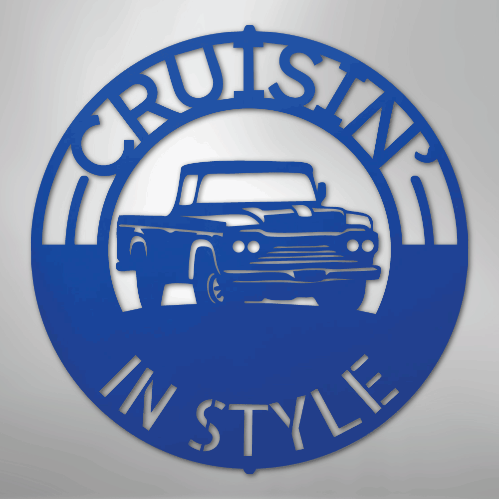 Custom Metal Wall Art - Personalized Truck Sign Blue