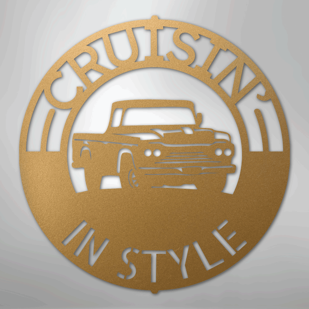 Custom Metal Wall Art - Personalized Truck Sign Gold