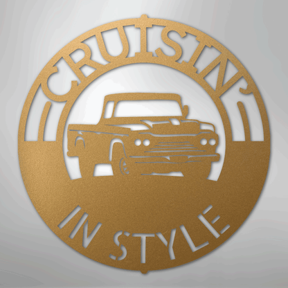 Custom Metal Wall Art - Personalized Truck Sign Gold