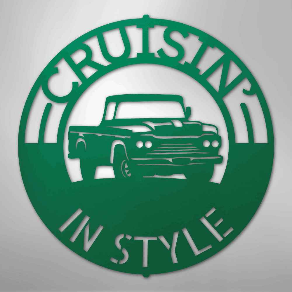 Custom Metal Wall Art - Personalized Truck Sign Green
