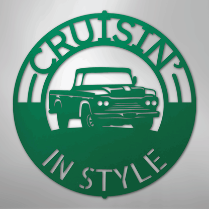 Custom Metal Wall Art - Personalized Truck Sign Green