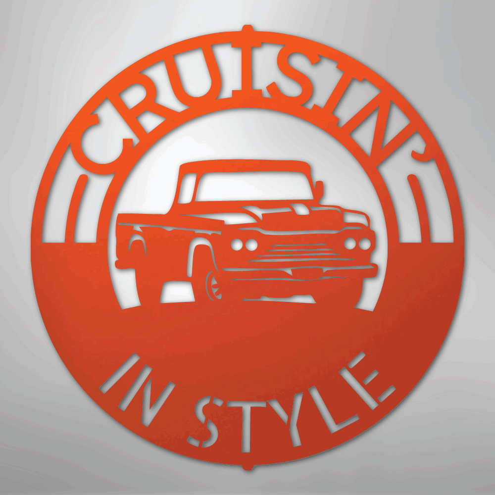 Custom Metal Wall Art - Personalized Truck Sign Orange