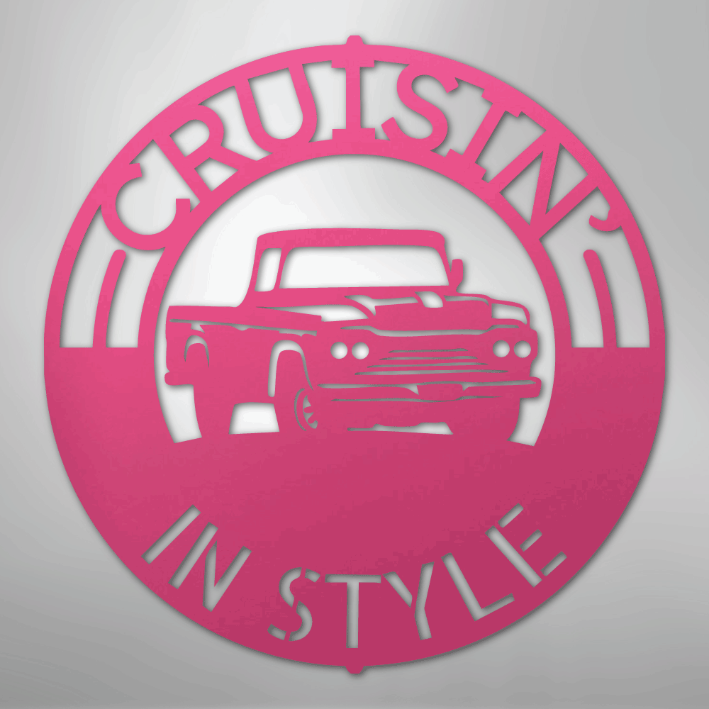 Custom Metal Wall Art - Personalized Truck Sign Pink
