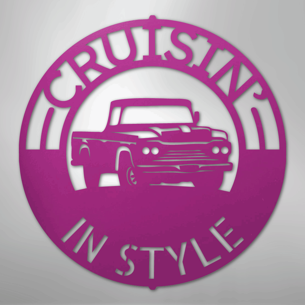 Custom Metal Wall Art - Personalized Truck Sign Purple