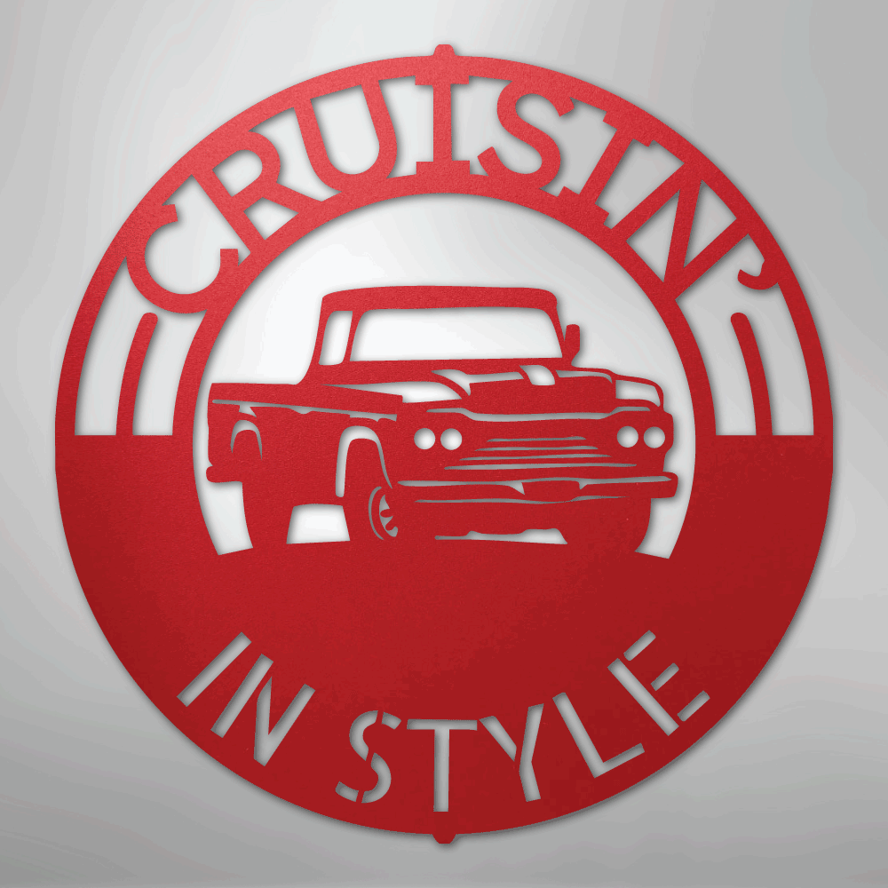 Custom Metal Wall Art - Personalized Truck Sign Red