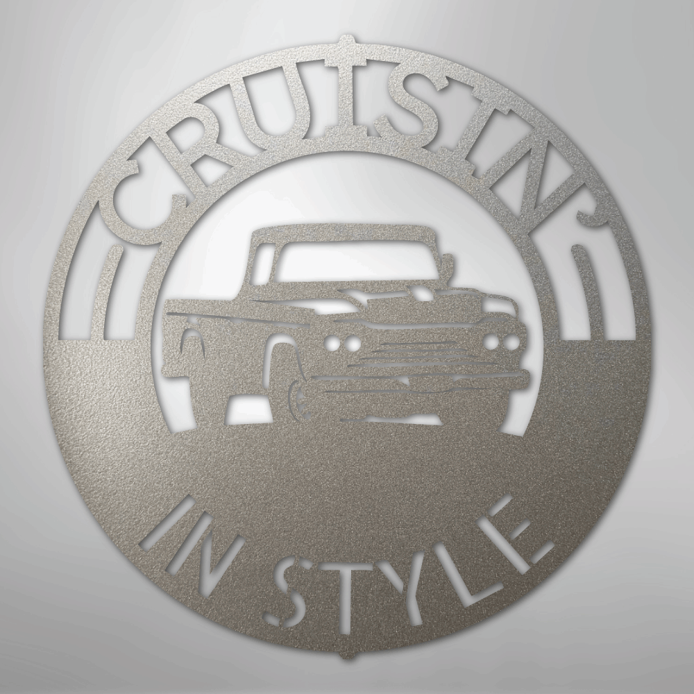 Custom Metal Wall Art - Personalized Truck Sign Silver