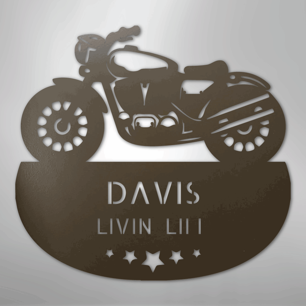Custom Metal Wall Art - Personalized Biker Sign Stone