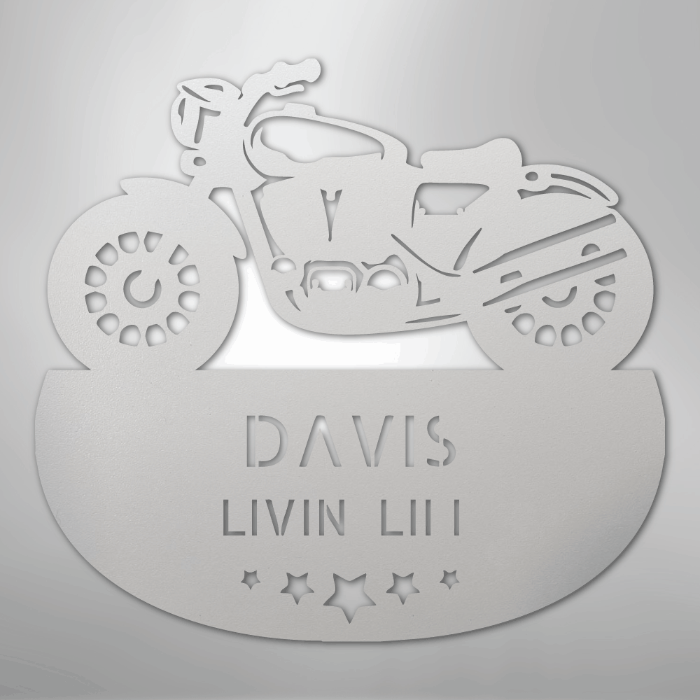 Custom Metal Wall Art - Personalized Biker Sign White