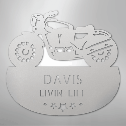 Custom Metal Wall Art - Personalized Biker Sign White