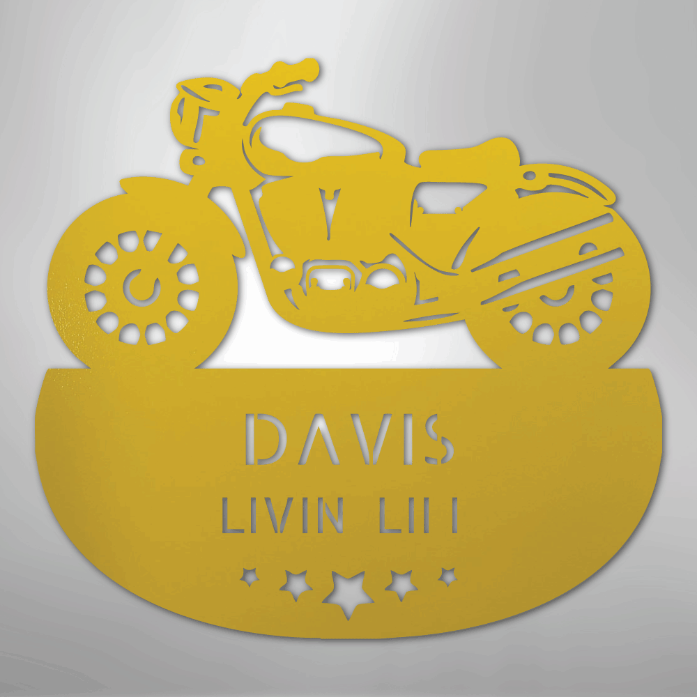 Custom Metal Wall Art - Personalized Biker Sign Yellow