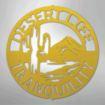 Custom Metal Wall Art - Personalized Cactus Monogram Sign Yellow