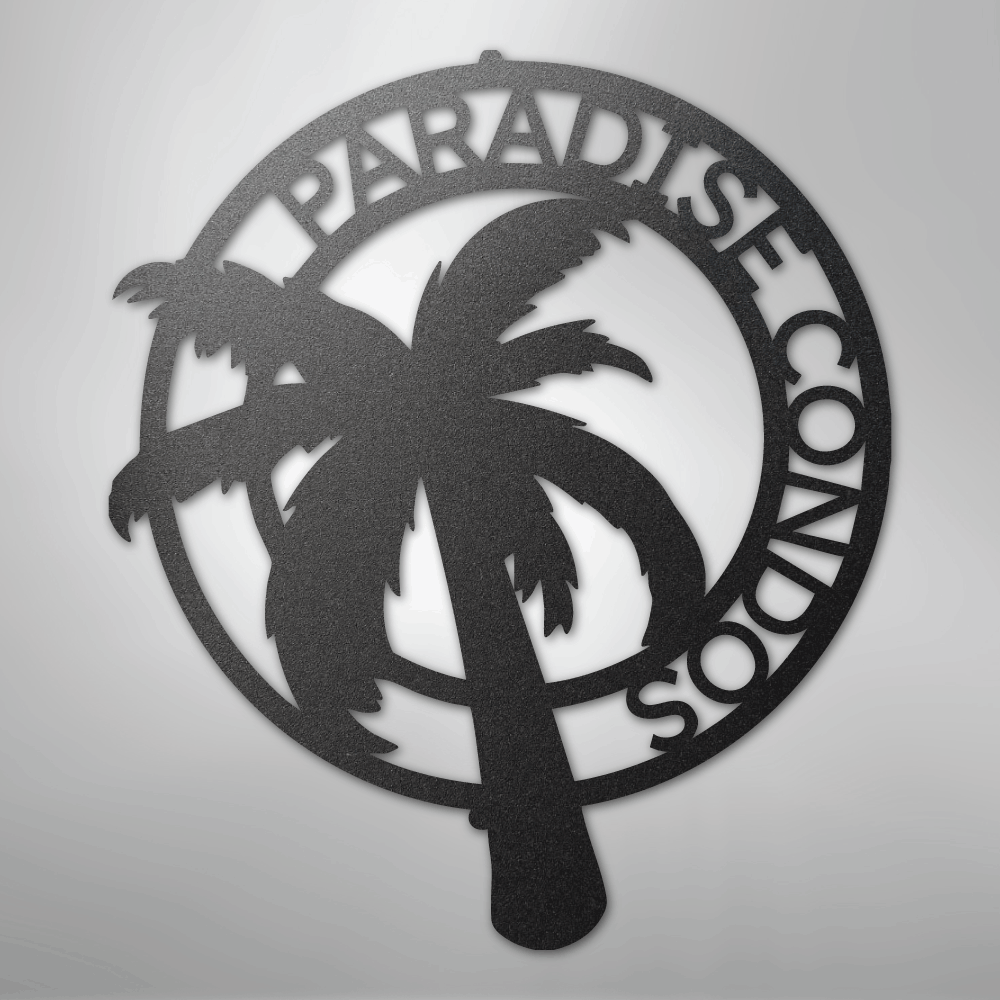 Custom Metal Wall Art - Personalized Palm Tree Name Monogram Sign
