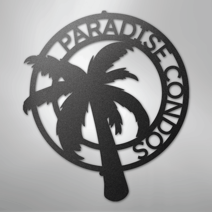 Custom Metal Wall Art - Personalized Palm Tree Name Monogram Sign