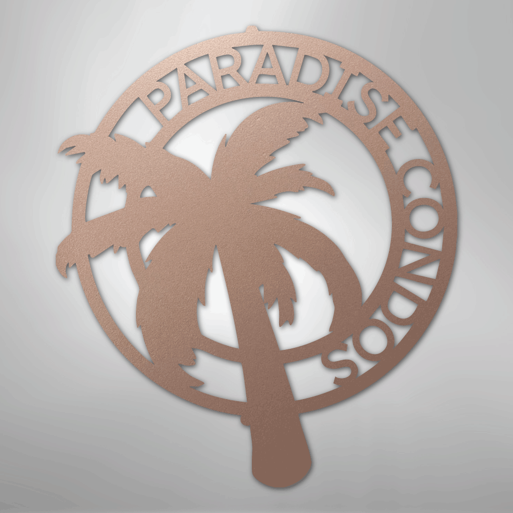 Custom Metal Wall Art - Personalized Palm Tree Name Monogram Sign Rose