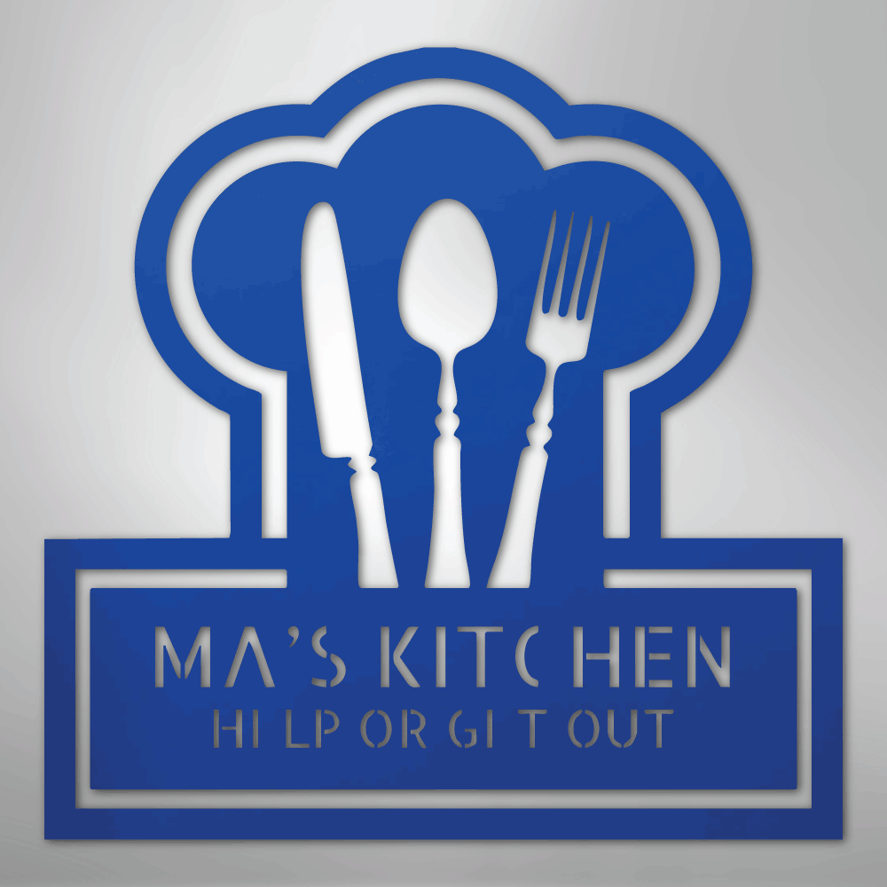 Custom Metal Wall Art - Personalized Kitchen Sign Blue