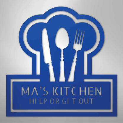 Custom Metal Wall Art - Personalized Kitchen Sign Blue