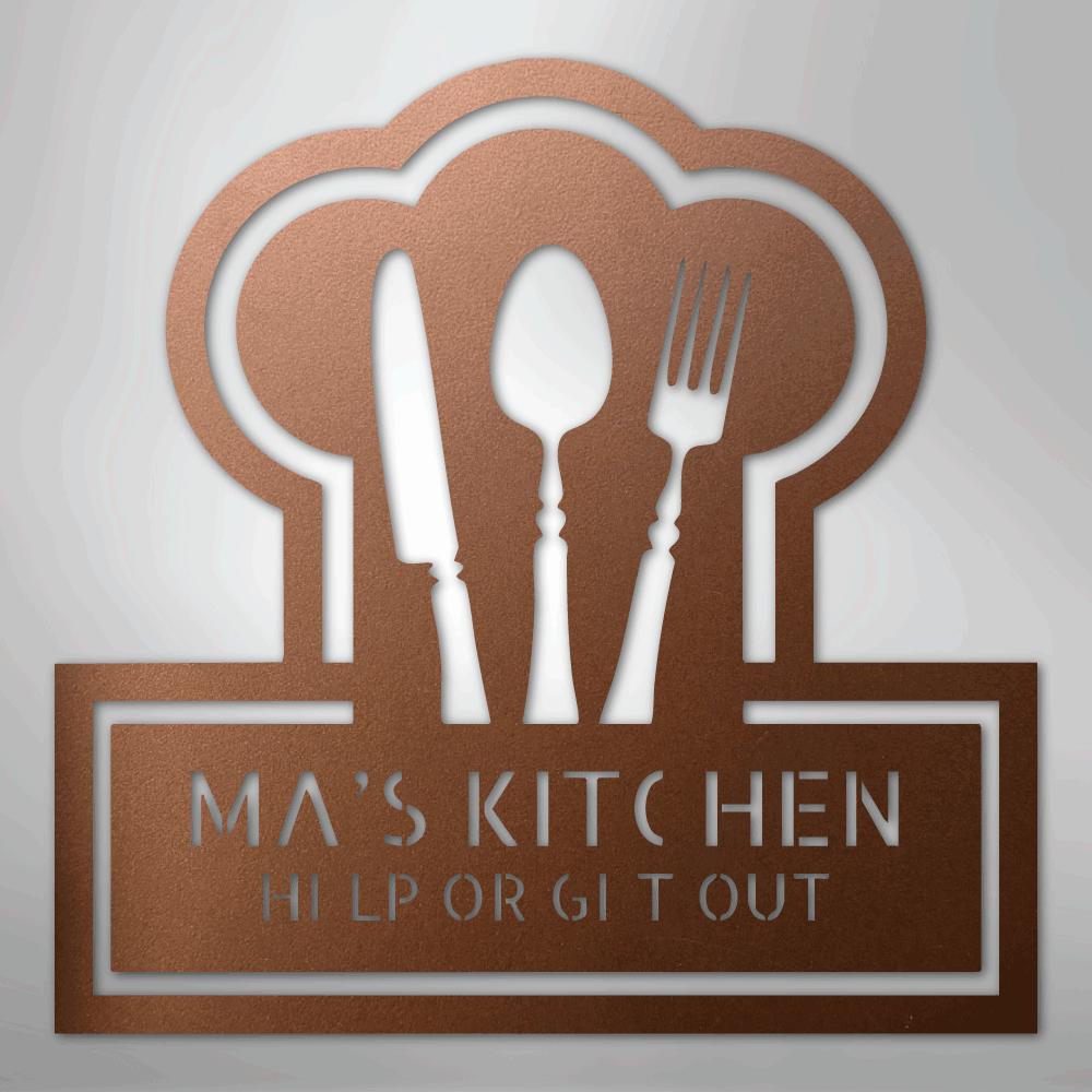 Custom Metal Wall Art - Personalized Kitchen Sign Copper