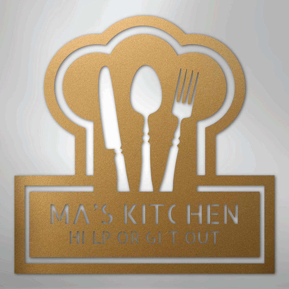 Custom Metal Wall Art - Personalized Kitchen Sign Gold
