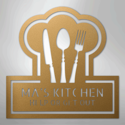 Custom Metal Wall Art - Personalized Kitchen Sign Gold