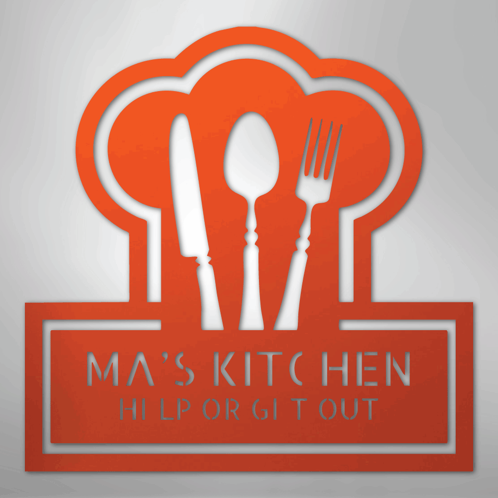 Custom Metal Wall Art - Personalized Kitchen Sign Orange