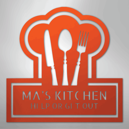 Custom Metal Wall Art - Personalized Kitchen Sign Orange