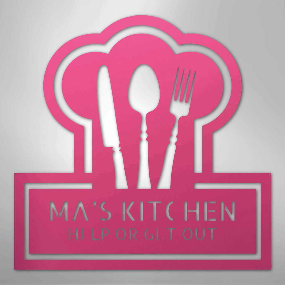 Custom Metal Wall Art - Personalized Kitchen Sign Pink