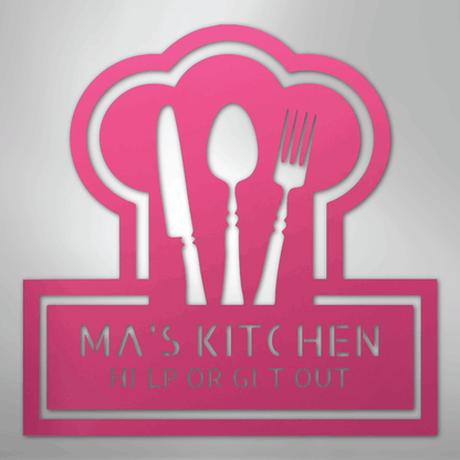 Custom Metal Wall Art - Personalized Kitchen Sign Pink