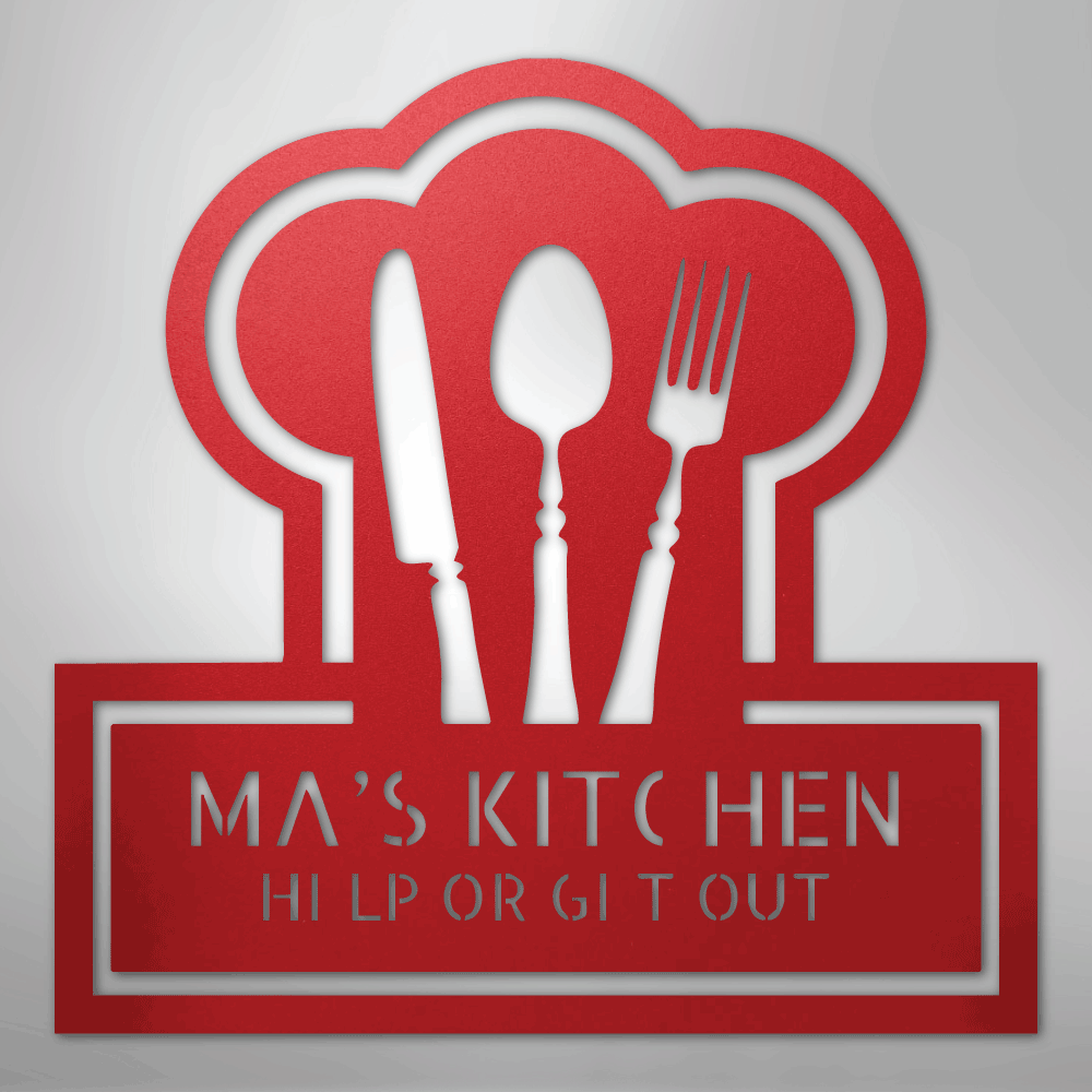 Custom Metal Wall Art - Personalized Kitchen Sign Red
