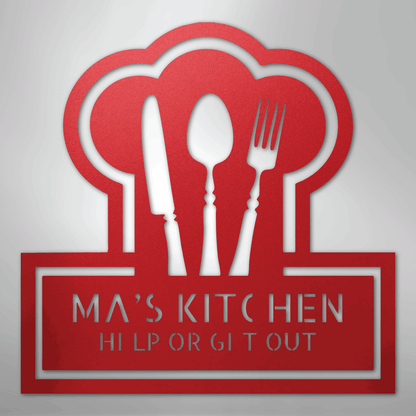 Custom Metal Wall Art - Personalized Kitchen Sign Red