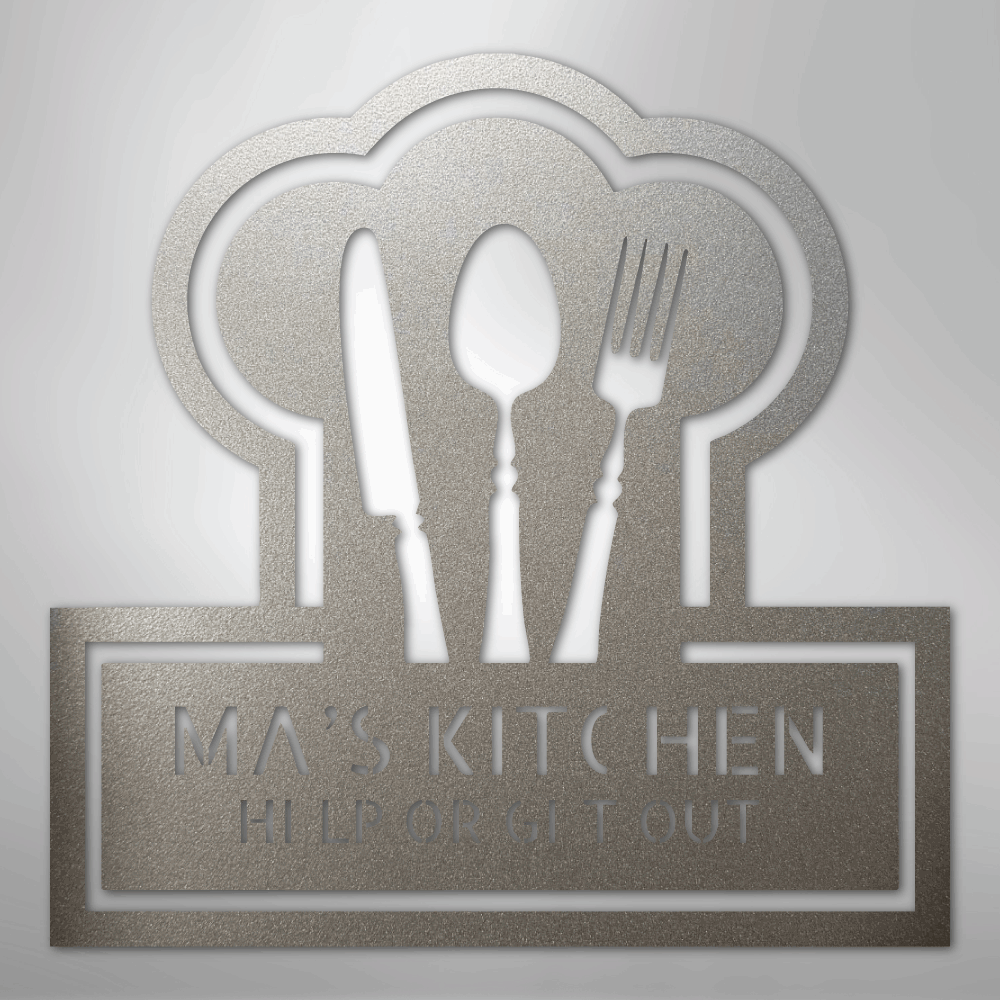 Custom Metal Wall Art - Personalized Kitchen Sign Silver