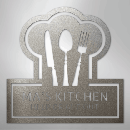 Custom Metal Wall Art - Personalized Kitchen Sign Silver