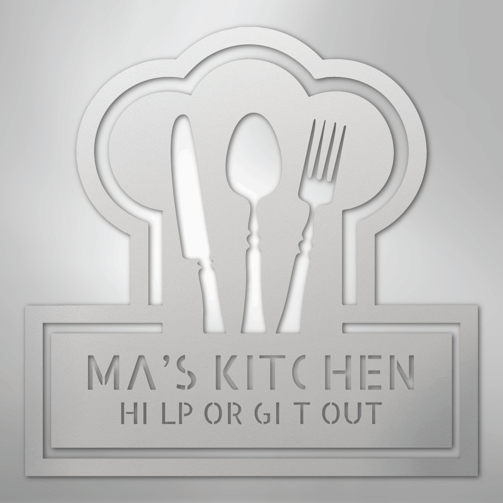 Custom Metal Wall Art - Personalized Kitchen Sign White