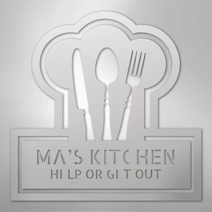 Custom Metal Wall Art - Personalized Kitchen Sign White