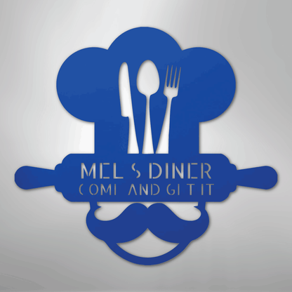 Custom Metal Wall Art - Personalized Kitchen Sign Blue