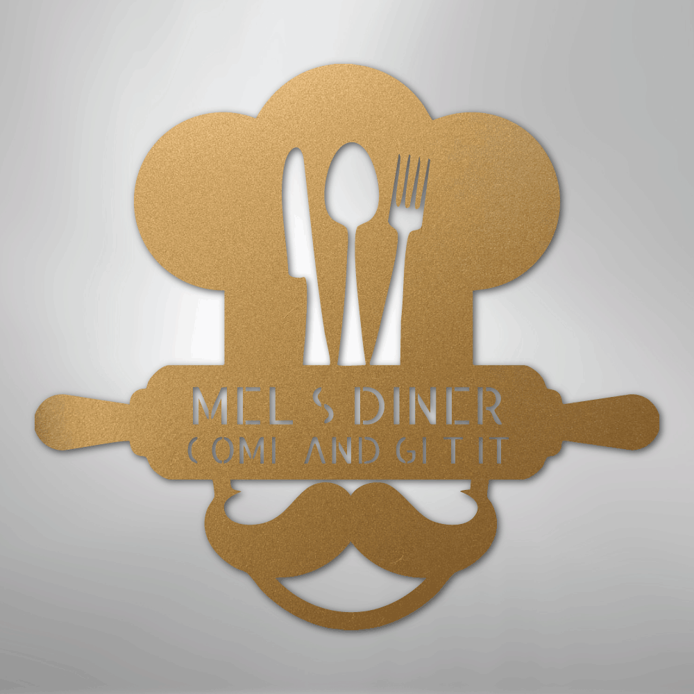 Custom Metal Wall Art - Personalized Kitchen Sign Gold