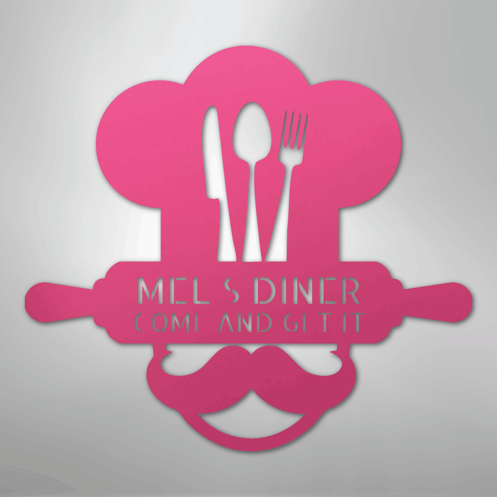 Custom Metal Wall Art - Personalized Kitchen Sign Pink
